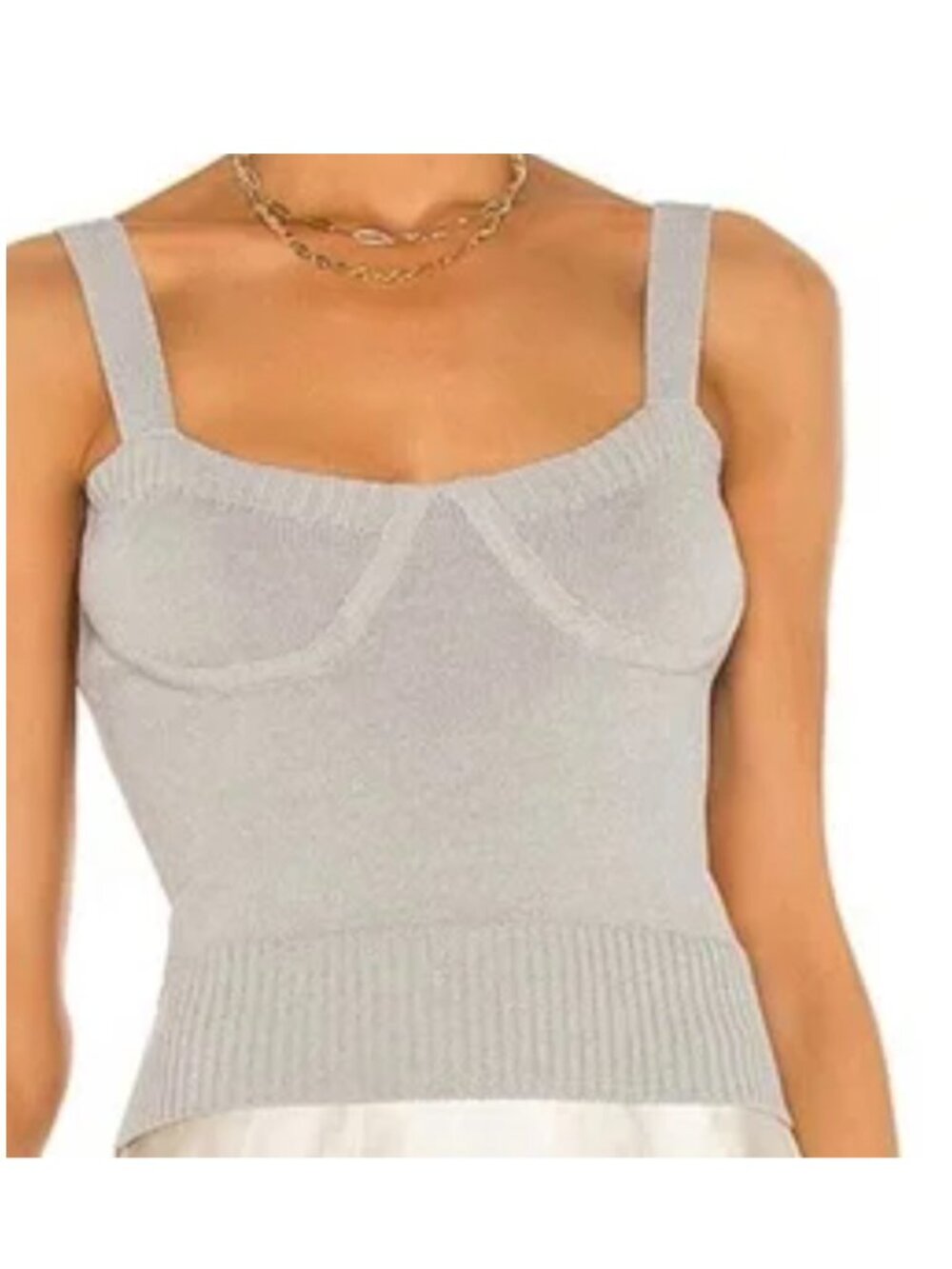 NWT!! Line & Dot Bridget Sweater Crop Cami Camisole Tank Top , L, Silver